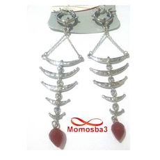 Boucles D’oreilles Argenté Avec Pierre ROUGE au meilleur prix au Maroc