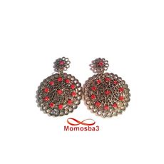 Boucles D’oreilles Femme - BRONZE Pierres ROUGE au meilleur prix au Maroc