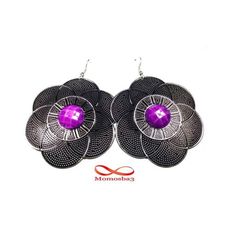 Boucles D’oreilles - Noir et Violet au meilleur prix au Maroc