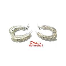 Boucles D’oreilles - Argenté Pierres BLANC au meilleur prix au Maroc