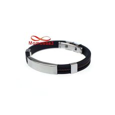 Bracelet En Silicone Noir + MARRON Et Acier Inoxydable Argenté (Réglable) au meilleur prix au Maroc