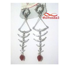 Boucles D’oreilles Argenté Avec Pierre ROUGE au meilleur prix au Maroc