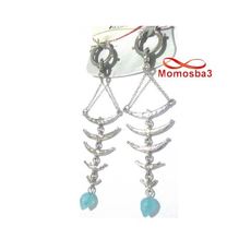 Boucles D’oreilles Argenté Avec Pierre BLEU au meilleur prix au Maroc