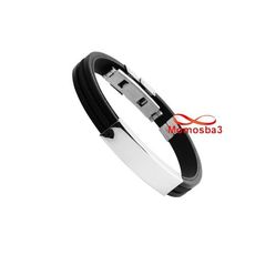 Bracelet En Acier Inoxydable Argenté Et Silicone Noir (Réglable) au meilleur prix au Maroc