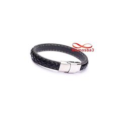 Bracelet Plexus De Cuir Noir Avec Fermoir En Acier Inoxydable Argenté (Réglable) au meilleur prix au Maroc