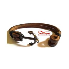 Bracelet Ancre Marine Cuir MARRON (Réglable) au meilleur prix au Maroc