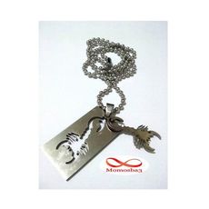 CHAINE AVEC PENDENTIF SCORPION (PLAQUE MILITAIRE) - ACIER INOXYDABLE au meilleur prix au Maroc