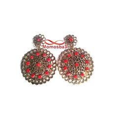 Boucles D’oreilles Femme - BRONZE Pierres ROUGE au meilleur prix au Maroc