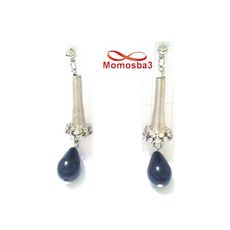 Boucles D’oreilles Argenté Avec Avec Pierres + Boule Noir au meilleur prix au Maroc