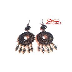 Boucles D’oreilles Femme - BRONZE Pierres Noir au meilleur prix au Maroc
