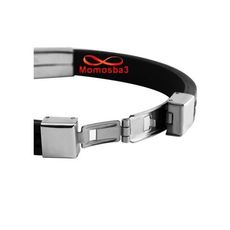 Bracelet En Acier Inoxydable Argenté Et Silicone Noir (Réglable) au meilleur prix au Maroc
