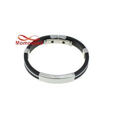 Bracelet En Silicone Noir + BLANC Et Acier Inoxydable (Réglable) au meilleur prix au Maroc
