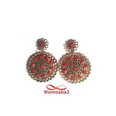 Boucles D’oreilles Femme - BRONZE Pierres ROUGE au meilleur prix au Maroc