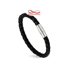 Bracelet Cuir Noir Avec Fermoir Magnétique - Unisex au meilleur prix au Maroc