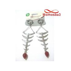 Boucles D’oreilles Argenté Avec Pierre ROUGE au meilleur prix au Maroc