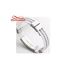 Bracelet En Acier Inoxydable Argenté Et Silicone BLANC (Réglable) au meilleur prix au Maroc