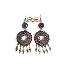 Boucles D’oreilles Femme - BRONZE Pierres Noir au meilleur prix au Maroc