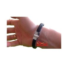 Bracelet Cuir Noir Avec Fermoir En Acier Inoxydable Argenté au meilleur prix au Maroc