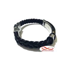 Bracelet Cuir Noir Et Acier Inoxydable (Réglable) au meilleur prix au Maroc