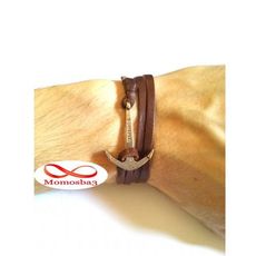 Bracelet Ancre Marine Vikings Cuir Naturelle MARRON au meilleur prix au Maroc