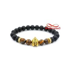Agate Pierres Naturelle TIGER Eye + Noir Mat Avec Pendentif GLADIATOR - élastique au meilleur prix au Maroc