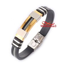 Bracelet Pour Homme Avec Silicon Et Acier Inoxydable Ajustable - Noir/Argenté/DORE au meilleur prix au Maroc