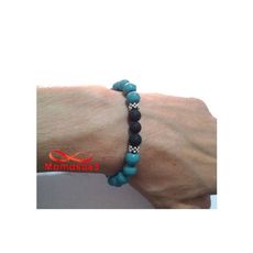 Agate Pierre Naturelle Turquoise + Noir  (Unisex) au meilleur prix au Maroc