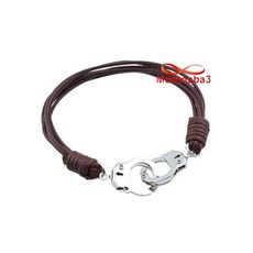 Bracelet Fils MARRON Réglable Avec Pendentif Menotte Argenté Unisex au meilleur prix au Maroc