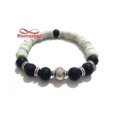 Agate Pierre Naturelle BLANC Et Noir - Unisex au meilleur prix au Maroc