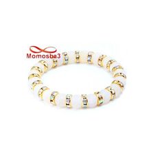 Agate Pierre Naturelle BLANC + Cristal BLANC - Unisex au meilleur prix au Maroc