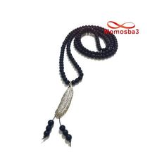 Collier Agate Verre Noir Avec Pendentif Plume a La Mode - Unisex au meilleur prix au Maroc