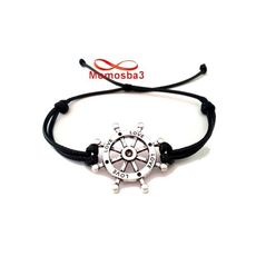 Bracelet Fil Noir Avec Pendentif Marine LOVE Argent Charm Réglable - Unisex au meilleur prix au Maroc