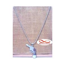 Chaine avec Pendentif Pistolet Argenté En Acier Inoxydable au meilleur prix au Maroc