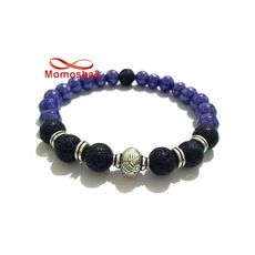 Agate Pierre Naturelle BLEU + Noir - Unisex au meilleur prix au Maroc