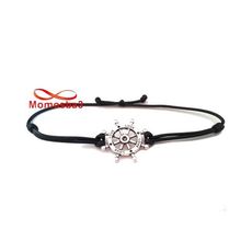 Bracelet Fil Noir Avec Pendentif Marine LOVE Argent Charm Réglable - Unisex au meilleur prix au Maroc