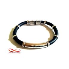 Bracelet En Silicon Noir Et Acier Inoxydable Argenté (Réglable) au meilleur prix au Maroc