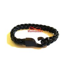 Bracelet En Cuir Noir Avec Fermoir Noir - Unisex au meilleur prix au Maroc