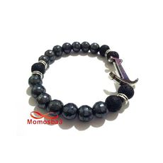 Agate Pierre Naturelle GRIS + Noir Avec Pendentif Ancre Vikings - Unisex au meilleur prix au Maroc