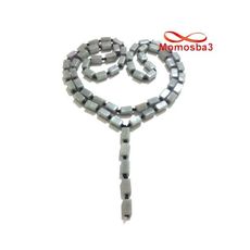 Collier Agate Pierres Carré + Perles Noir - Unisex au meilleur prix au Maroc