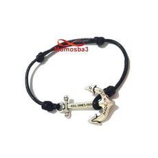 Bracelet Fil Noir Réglable Avec Pendentif Ancre Marine Kiel James Patrick - Unisex au meilleur prix au Maroc