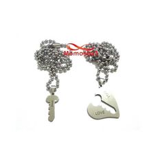 Chaine Maille Boule + Pendentif Clef Et Cadenas En Acier Inoxydable au meilleur prix au Maroc