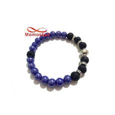 Agate Pierre Naturelle BLEU + Noir - Unisex au meilleur prix au Maroc