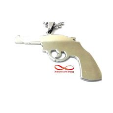 Chaine avec Pendentif Pistolet Argenté En Acier Inoxydable au meilleur prix au Maroc