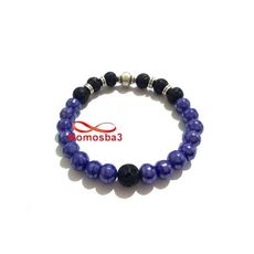 Agate Pierre Naturelle BLEU + Noir - Unisex au meilleur prix au Maroc