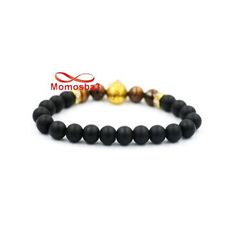 Agate Pierres Naturelle TIGER Eye + Noir Mat Avec Pendentif GLADIATOR - élastique au meilleur prix au Maroc