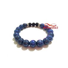 Agate Pierre Naturelle BLEU Et Noir - Unisex au meilleur prix au Maroc