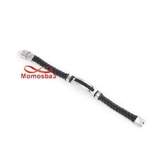 Bracelet Pour Homme En Cuir Noir Et Acier Inoxydable - Ajustable au meilleur prix au Maroc