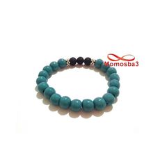 Agate Pierre Naturelle Turquoise + Noir  (Unisex) au meilleur prix au Maroc