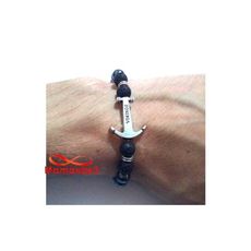 Agate Pierre Naturelle GRIS + Noir Avec Pendentif Ancre Vikings - Unisex au meilleur prix au Maroc