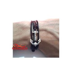 Bracelet Ancre Marine USA Cuir Naturelle Noir Unisex - Réglable au meilleur prix au Maroc